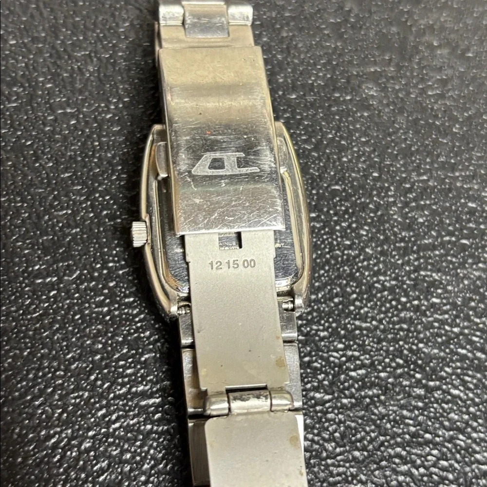 Men's Diesel Silver Watch Blue Face Square Needs Battery